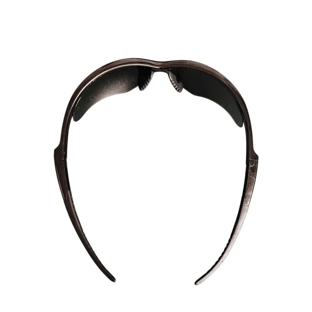 Nemesis Polished Black Gray Lens Sport Wrap Mens Biker Safety Sunglasses